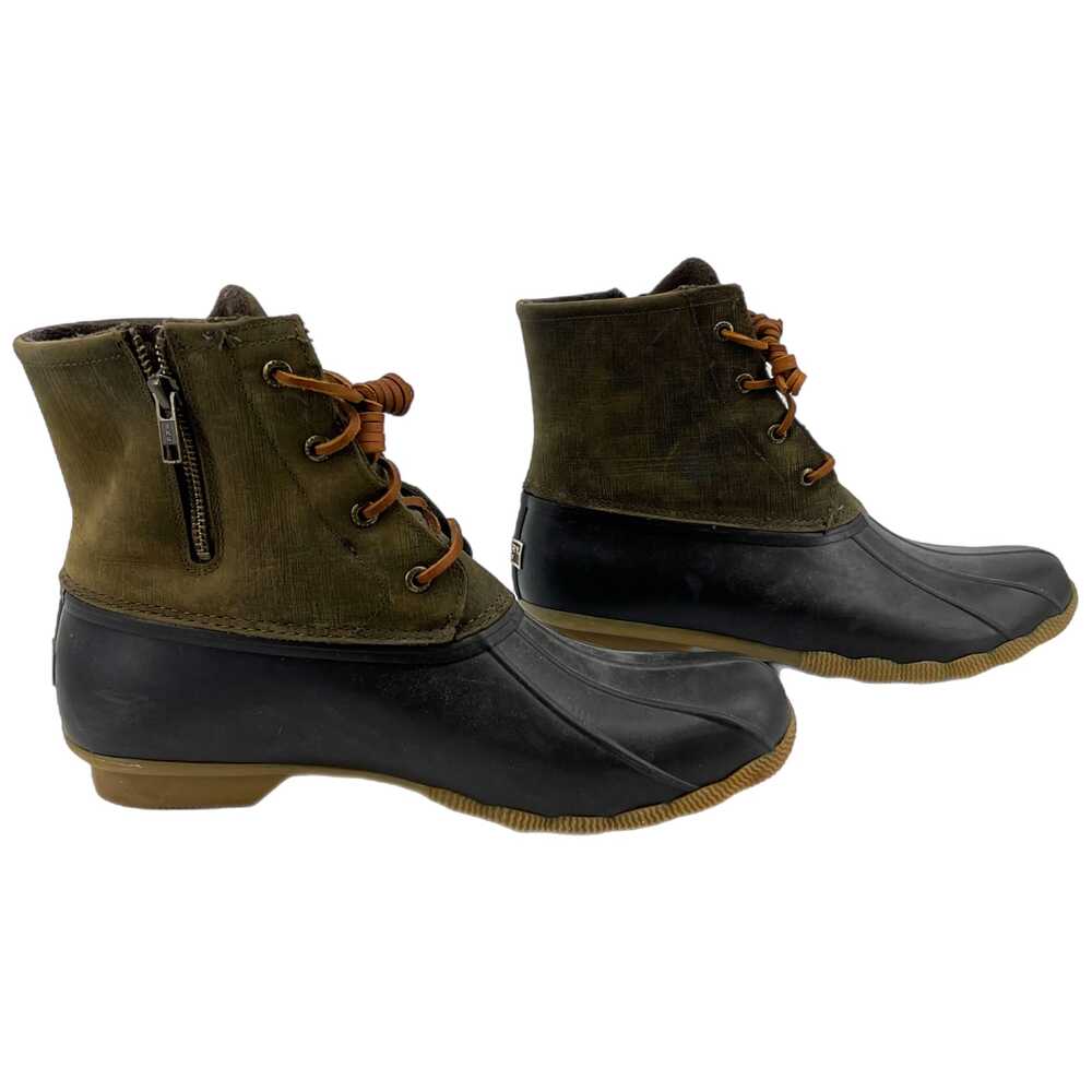 Sperry Green Brown Lace Up Boots Round Toe Ankle Muck | Womens 12